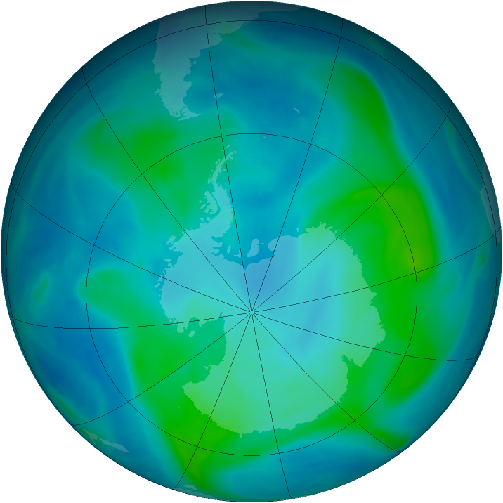 Antarctic ozone map for 12 February 2008
